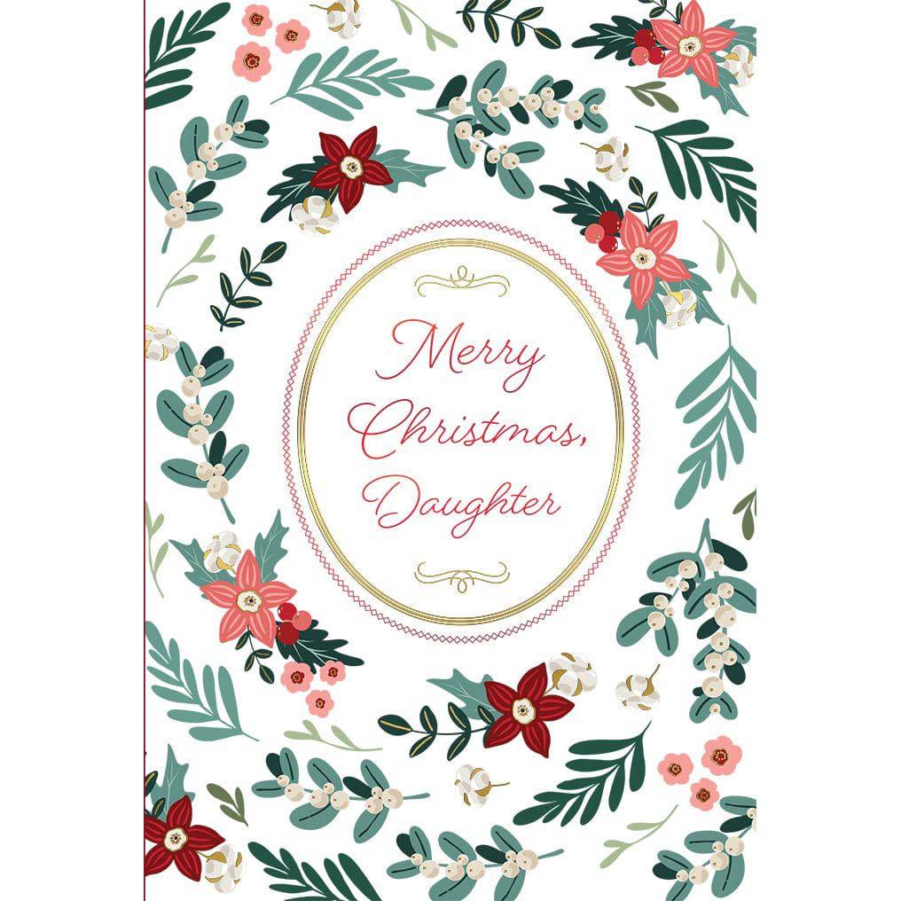 Pictura Spiral Flowers Christmas Card featuring festive floral design for daughter, with colorful spiral flower illustrations.